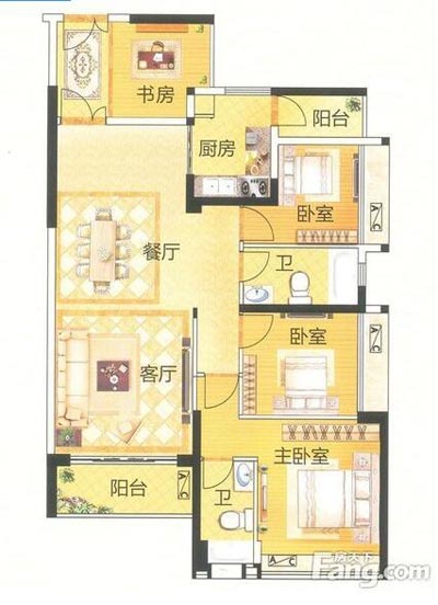 本單元的設計整體色調采用的是木色，不僅沿用了中式的端莊典雅，同時加入一些時尚的元素，讓整個空間多了現代的時尚感覺，卻不失中式的端莊。